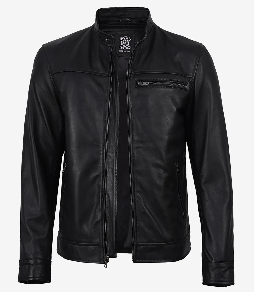 Bickford Veste De Motard en Cuir Véritable Noir pour Homme