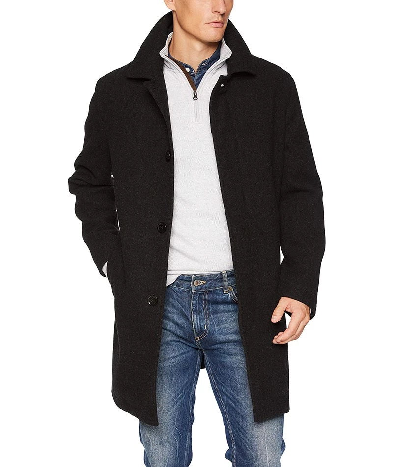 manteau en laine noire pour homme