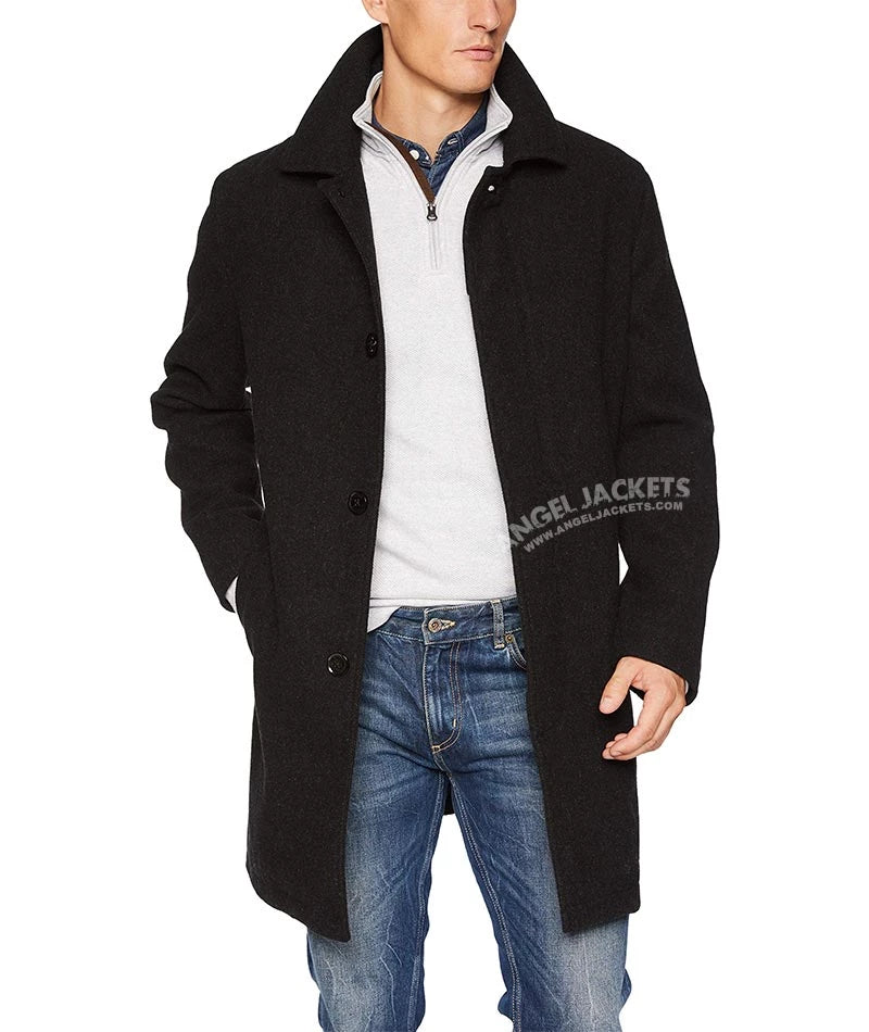 manteau en laine noire pour homme