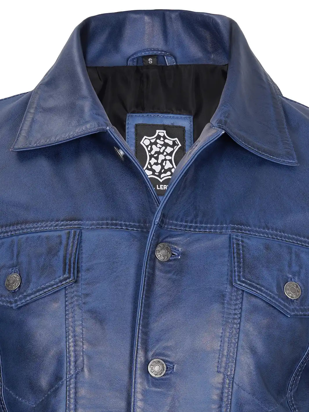 Blouson trucker wax bleu