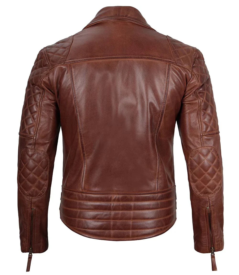 Blouson de moto marron