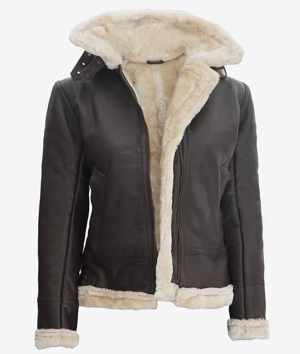 Veste en peau de mouton marron foncé