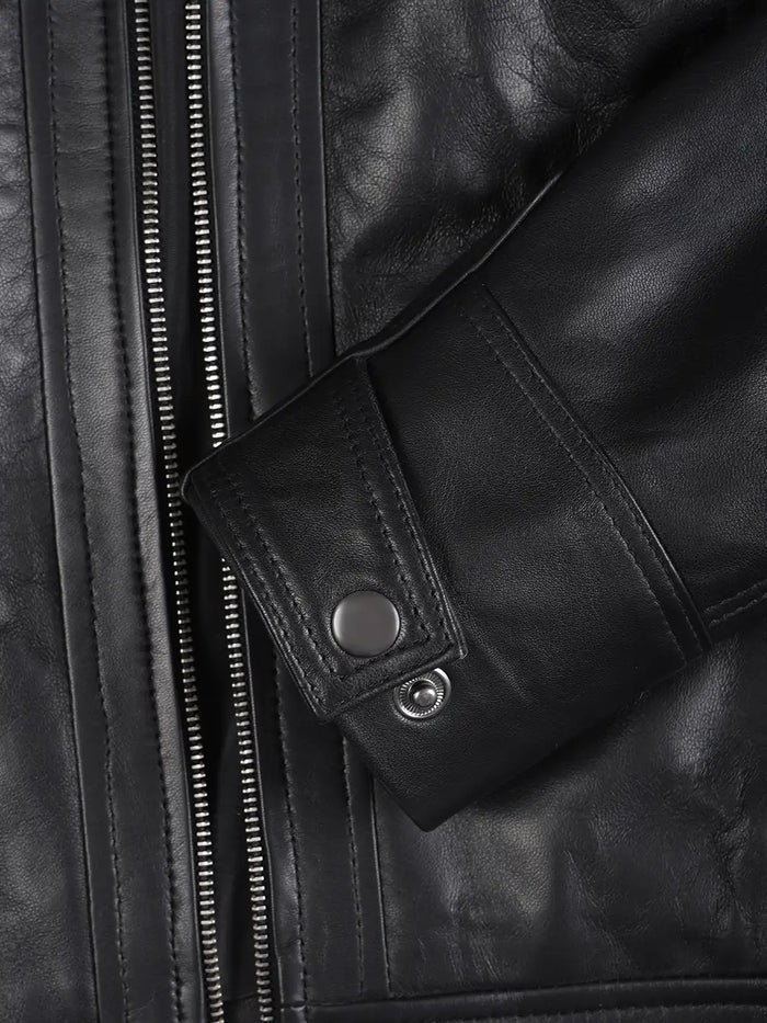 veste en cuir noir style café racer