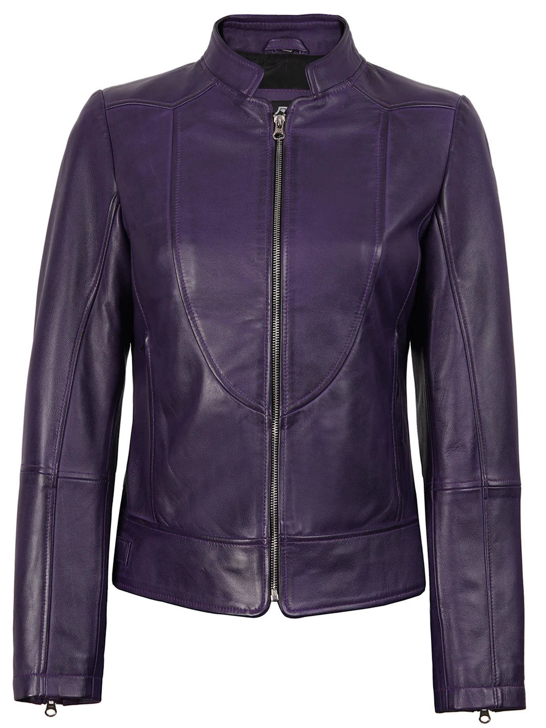 Femme Violette Veste en Cuir