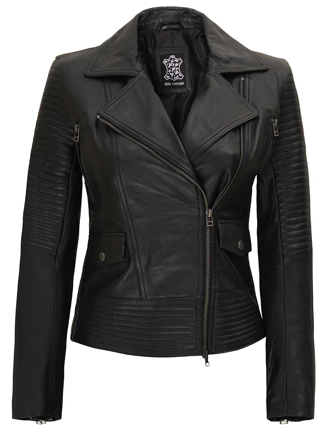 Noire Blouson En Cuir Femme
