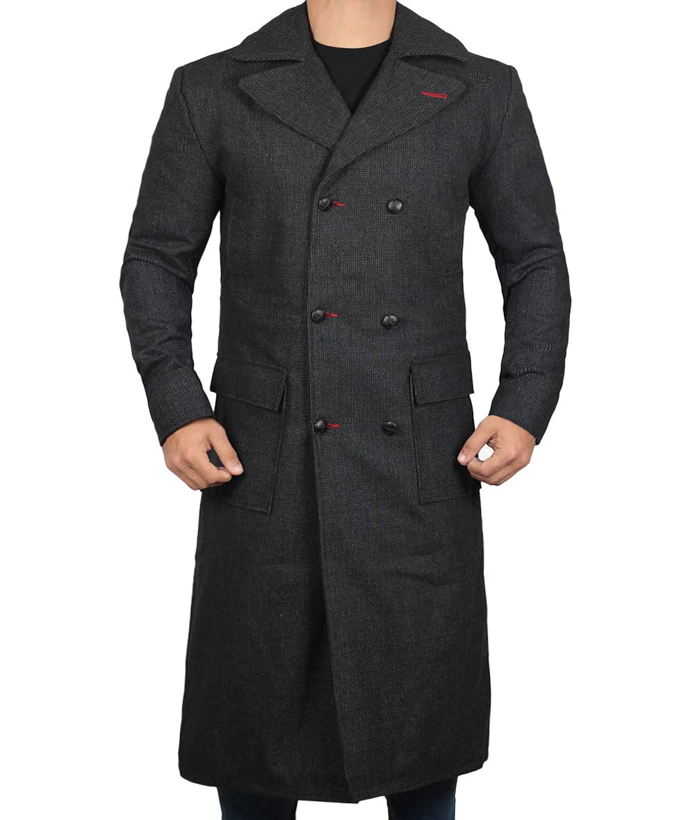 manteau en laine grise pour homme