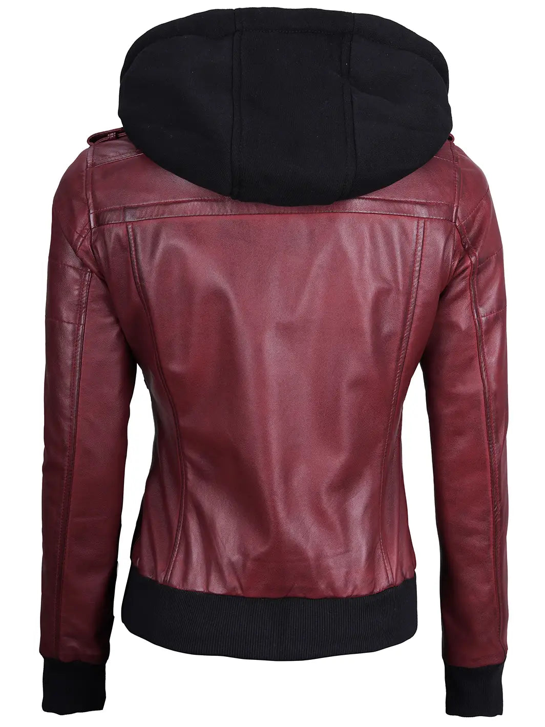 Veste en cuir à capuche