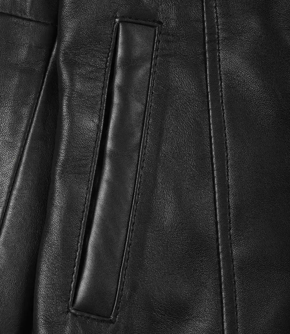 Manteau De Voiture En Cuir Noir