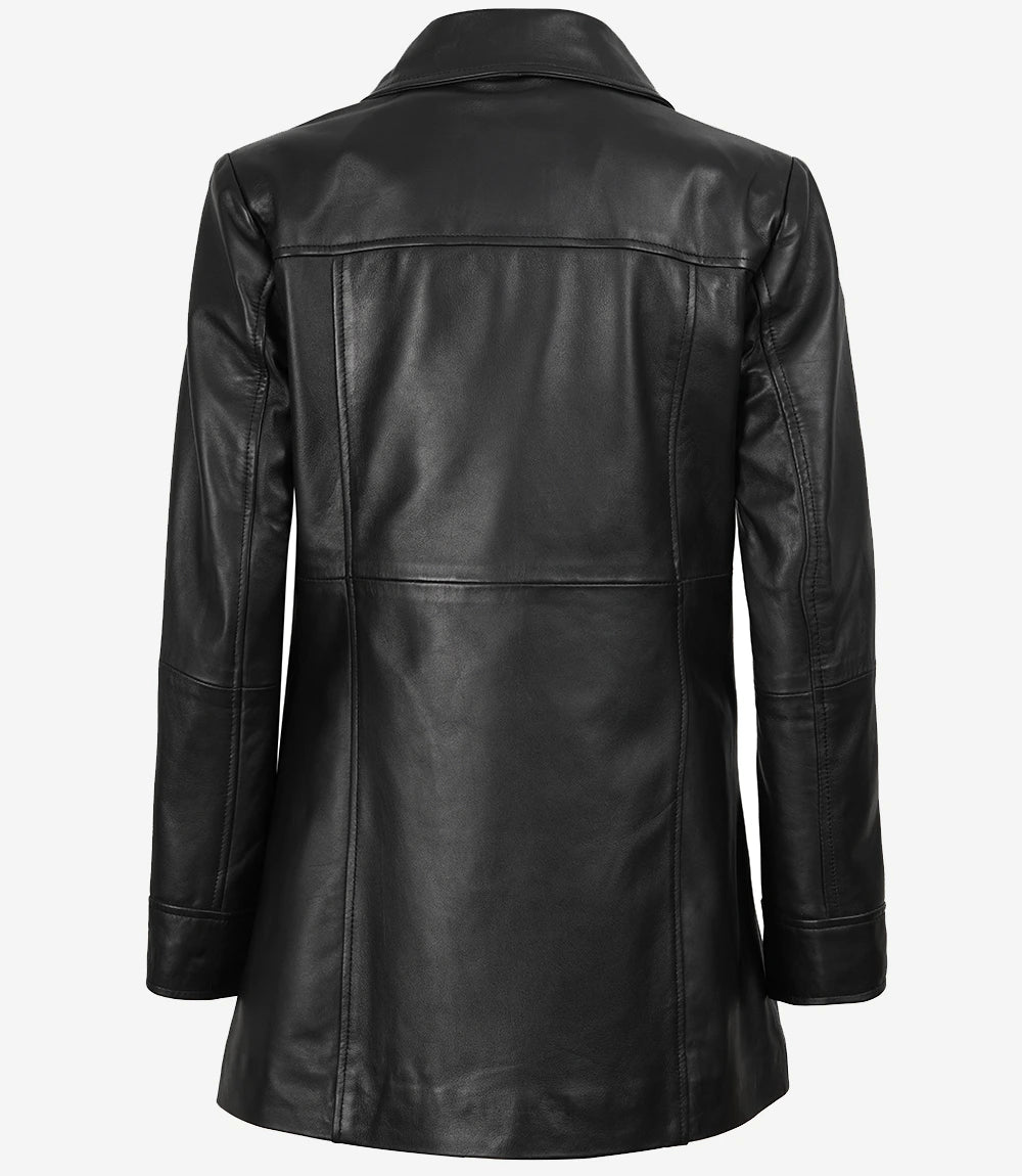 Manteau De Voiture En Cuir Noir Pour Femme