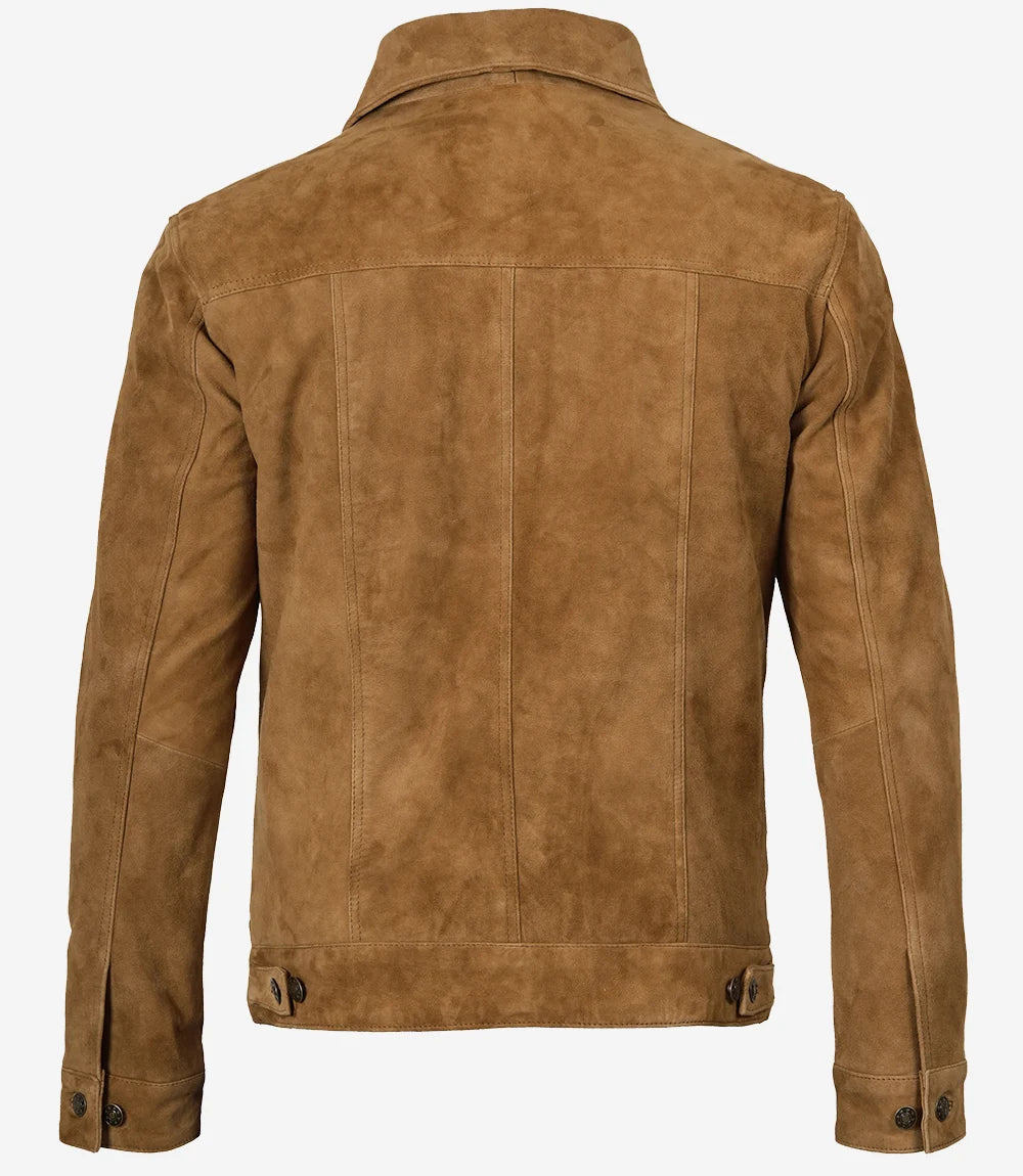 Veste Camionneur En Daim Marron Clair