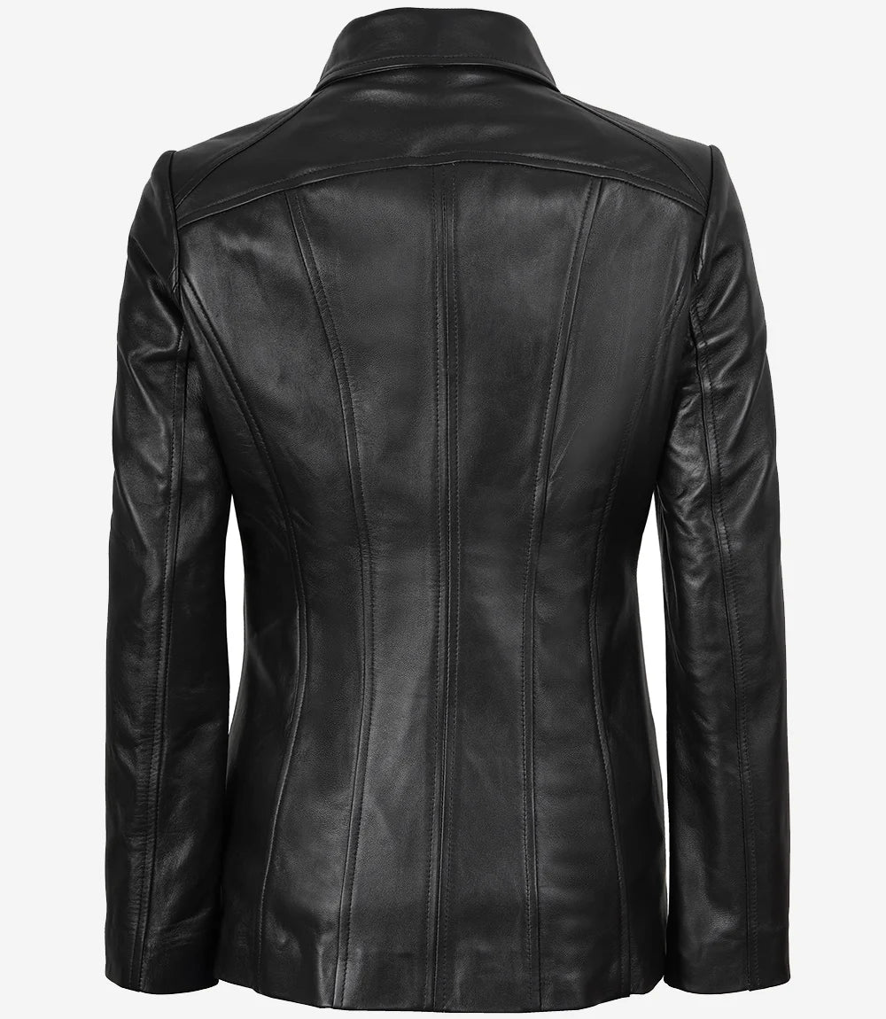 Manteau De Voiture En Cuir Noir Femmes