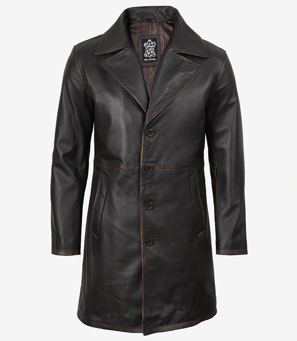 Manteau de voiture en cuir marron Rub Off Bryson