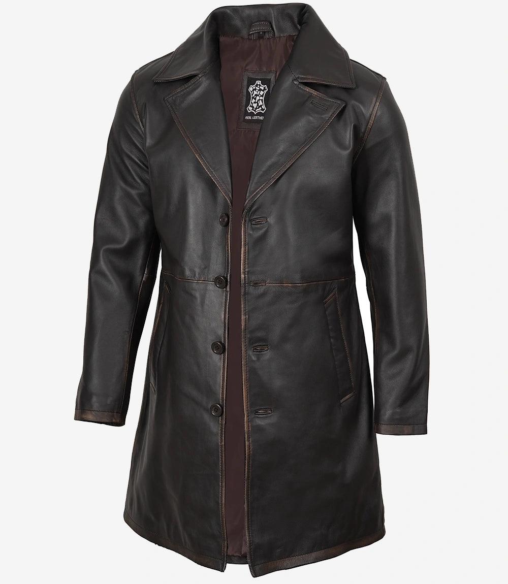 Manteau de voiture en cuir marron Rub Off Bryson
