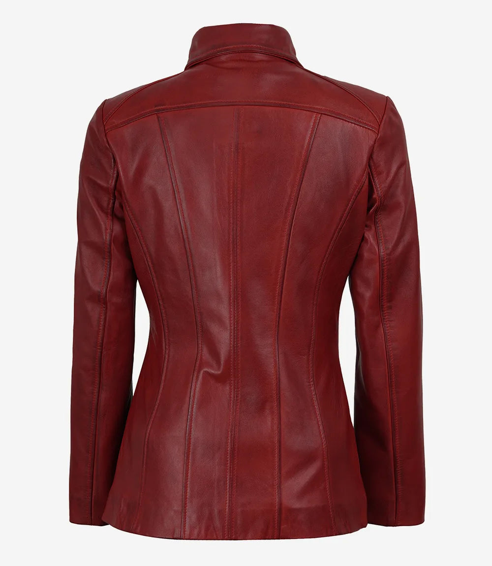 Manteau en Cuir Femme à Col Chemise