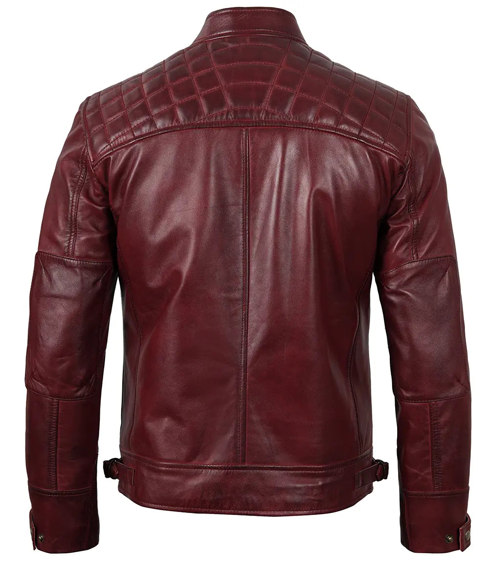 Veste en cuir marron café racer homme