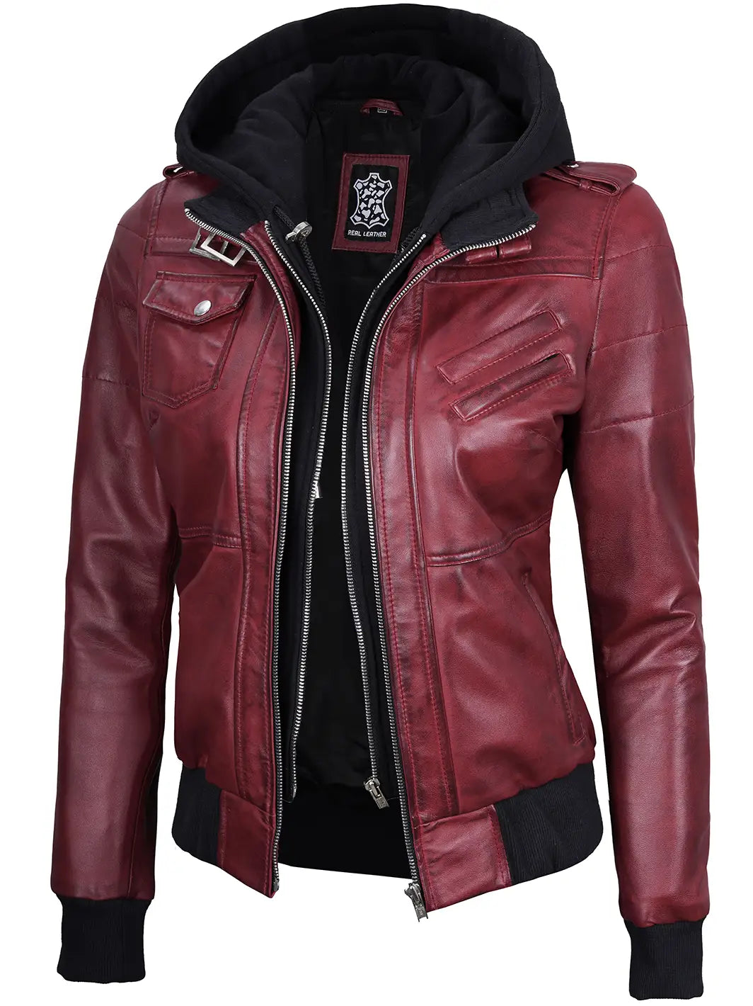 Bomber en cuir marron