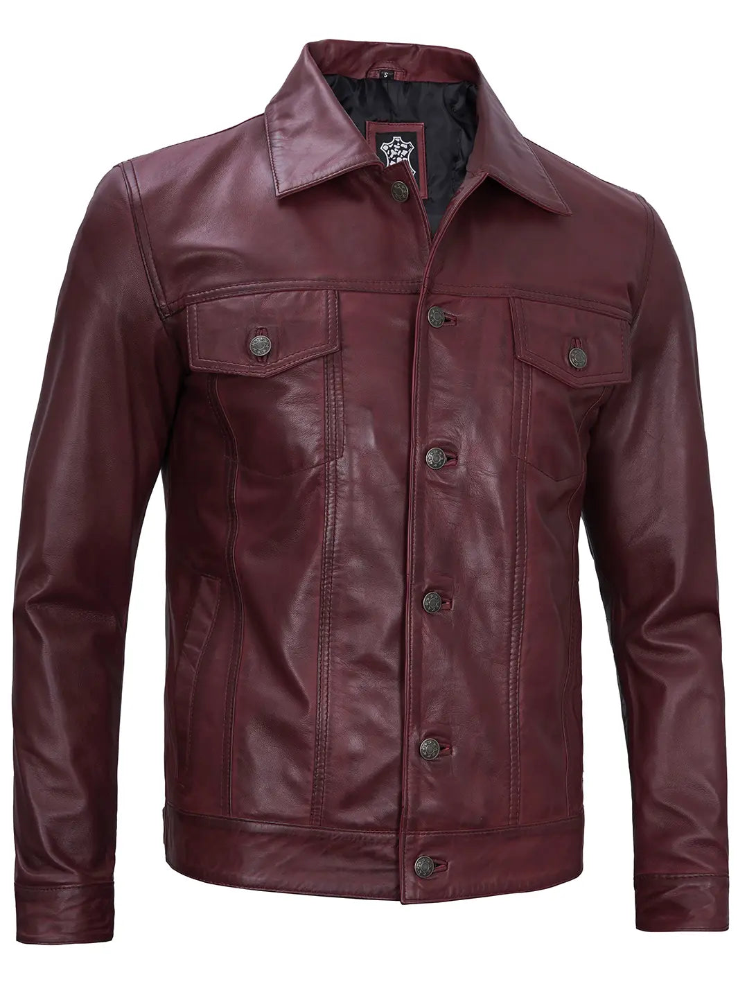 Veste en cuir véritable marron