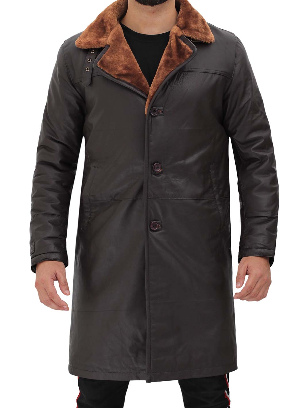 Turlock Manteau en cuir de mouton marron pour homme