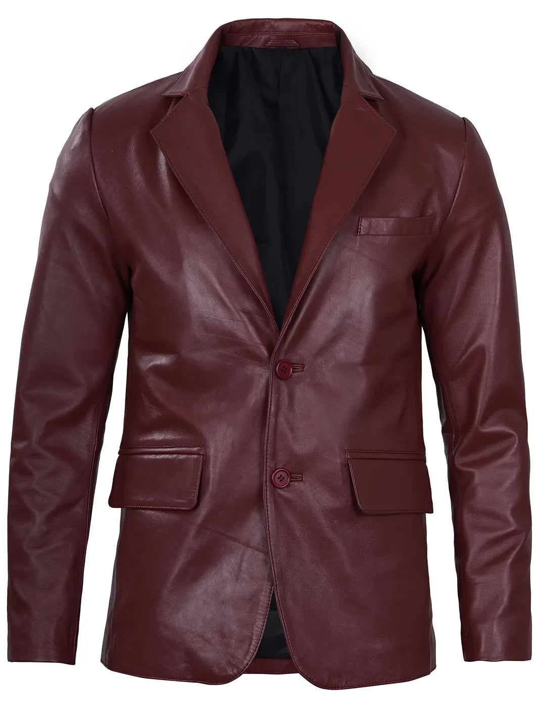 Blazer en cuir marron à 2 boutons pour homme