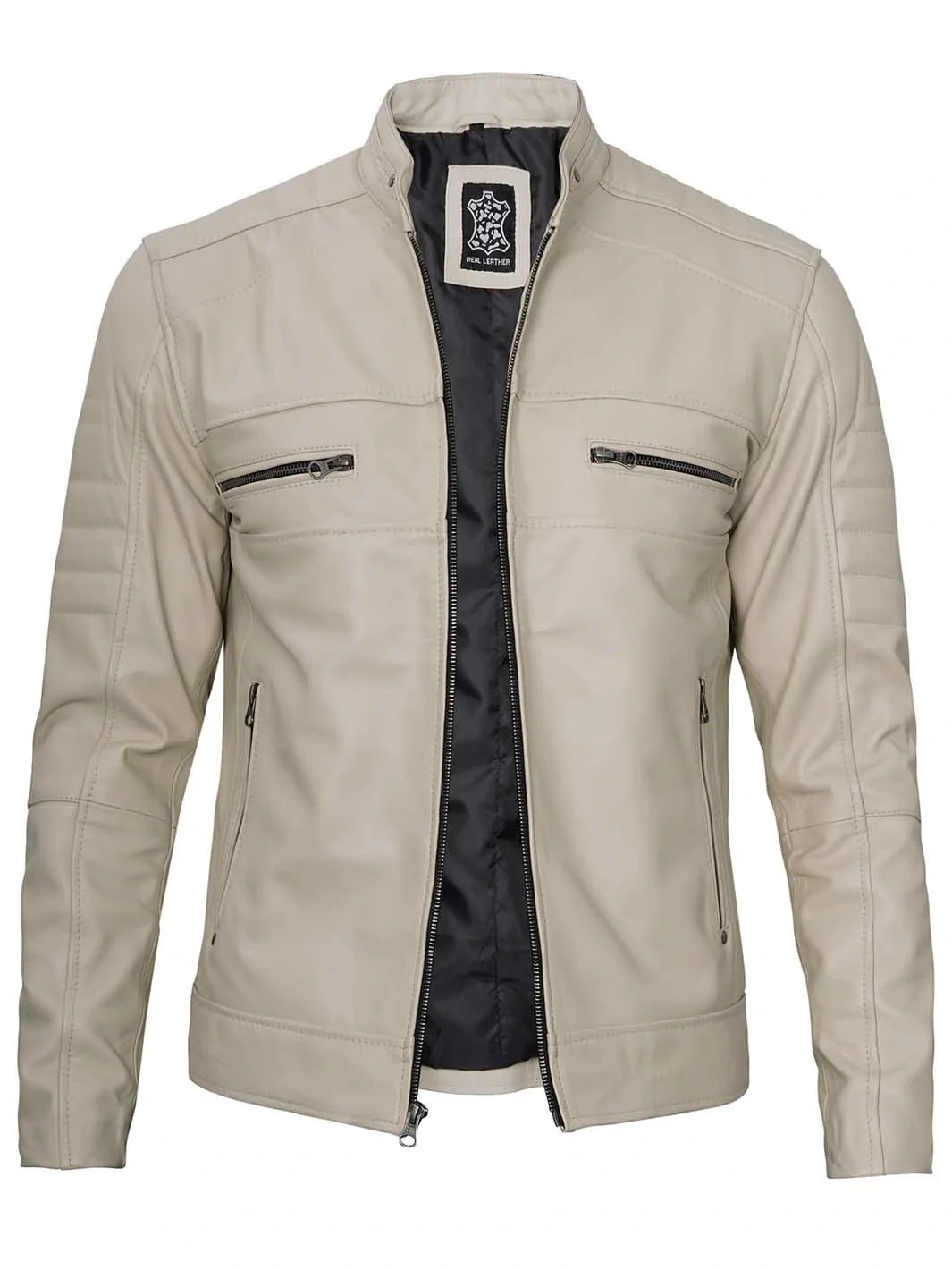 Veste en cuir café racer pour homme