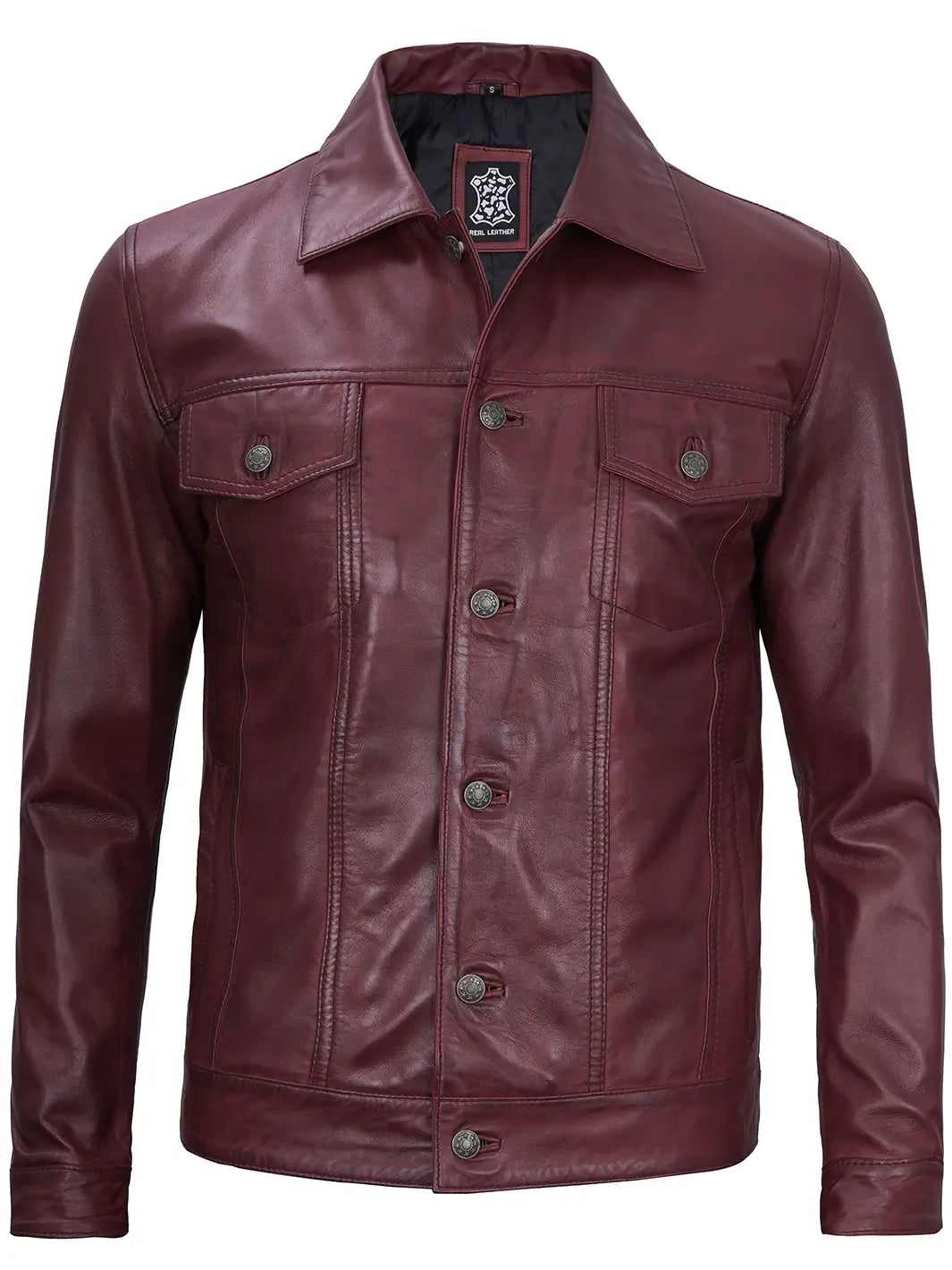 Veste en cuir véritable pour homme