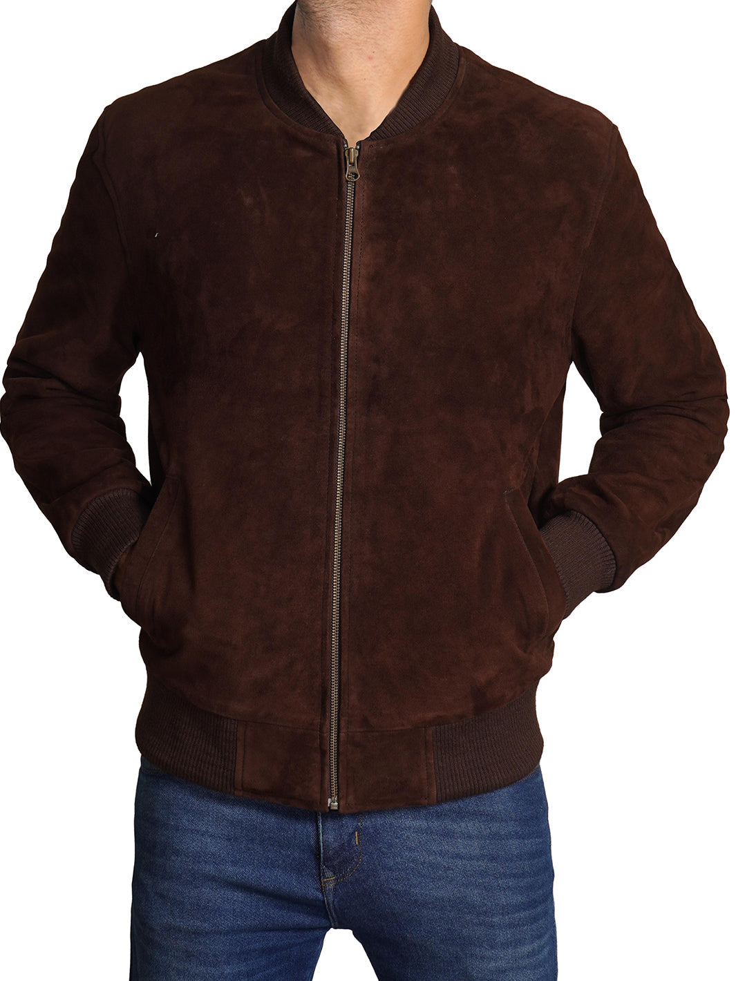 Bomber en daim pour homme, veste en cuir
