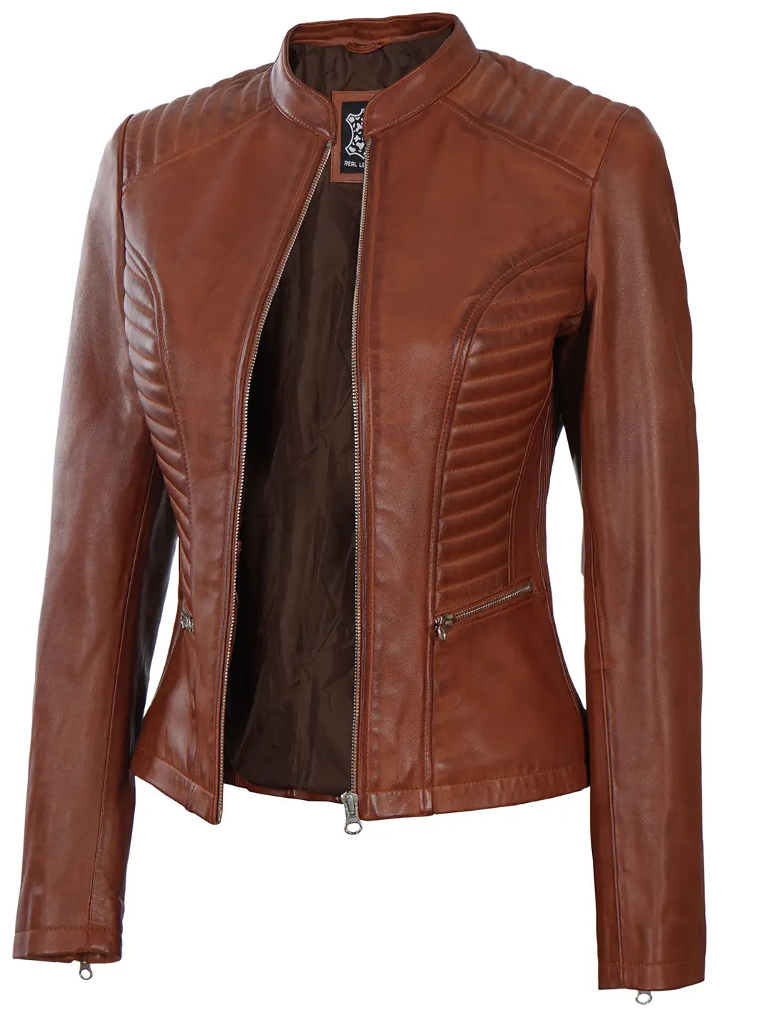 Blouson moto en cuir pour femme
