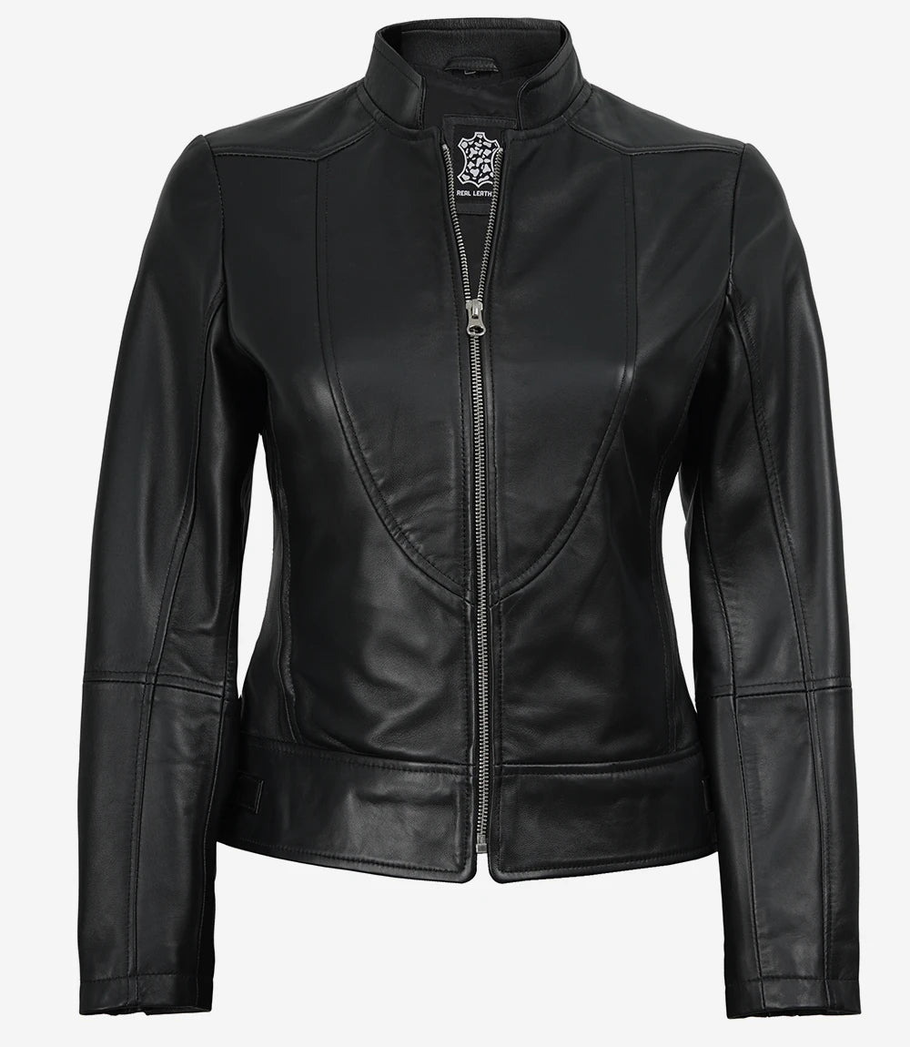 Noire Cafe Racer Cuir Femme