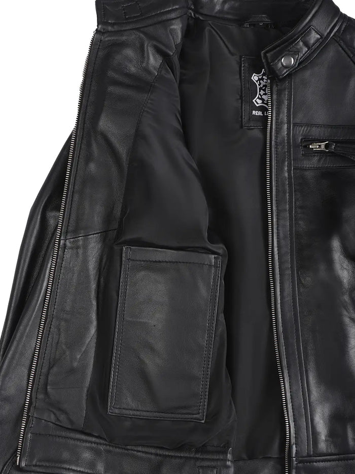 veste en cuir femme noire