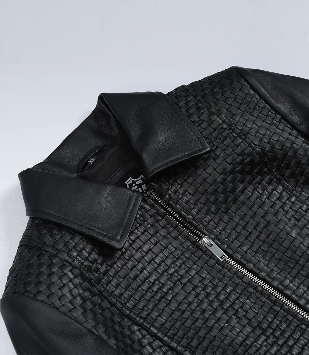 Pour Femme Texturé Veste En Cuir