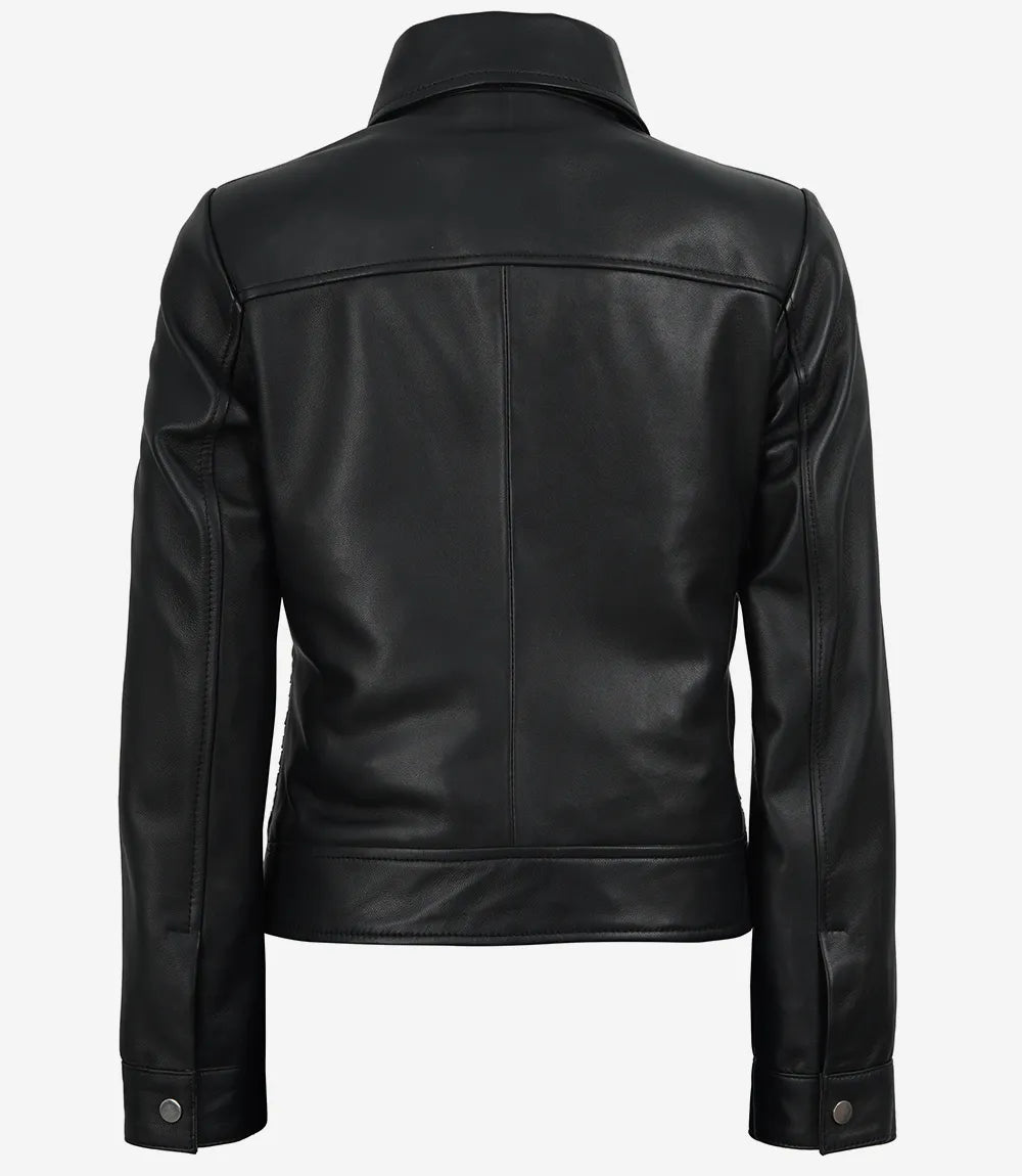Pour Femme Noir Veste En Cuir
