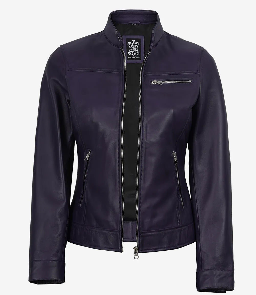 Pour Femme Café Racer Blouson En Cuir