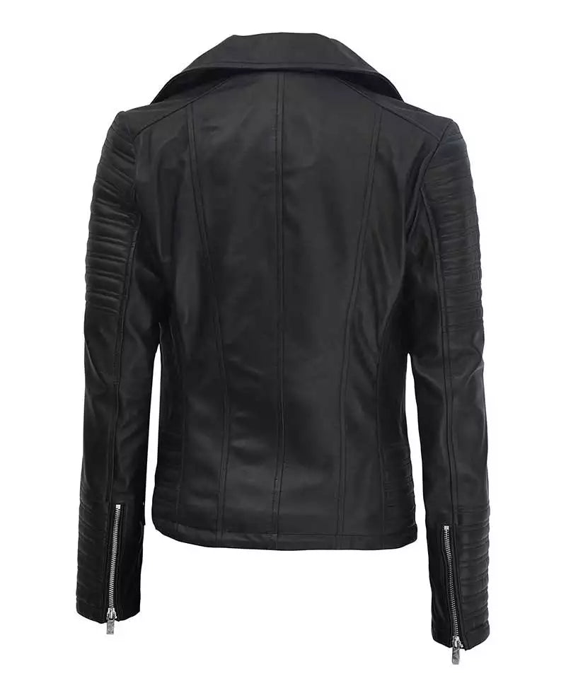 veste en cuir noir femme
