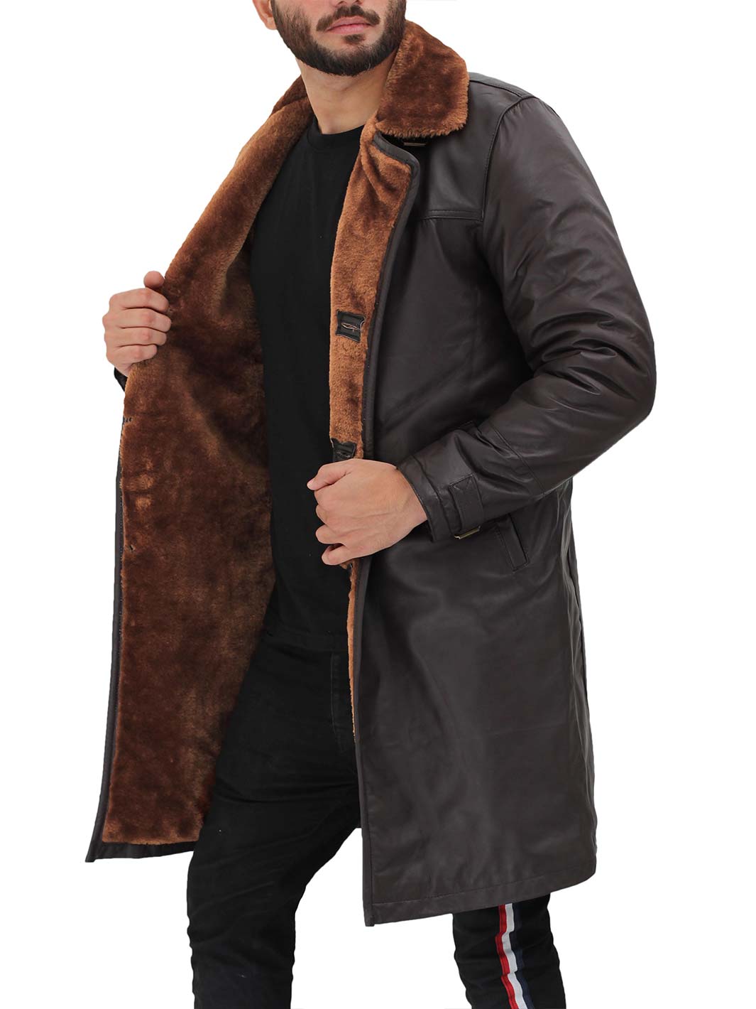 Turlock Manteau en cuir de mouton marron pour homme