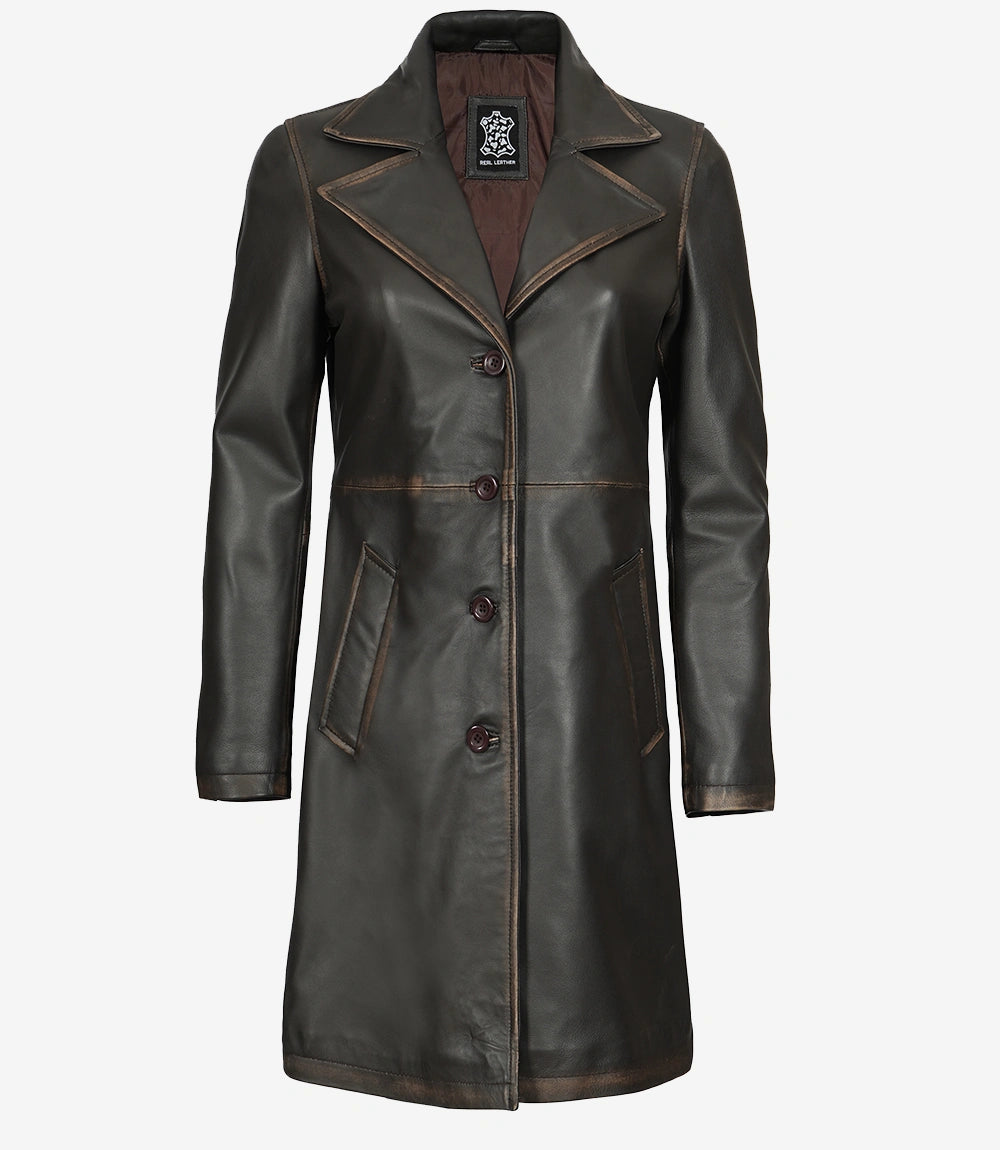 Trench-coat en cuir pour femme Rub Off
