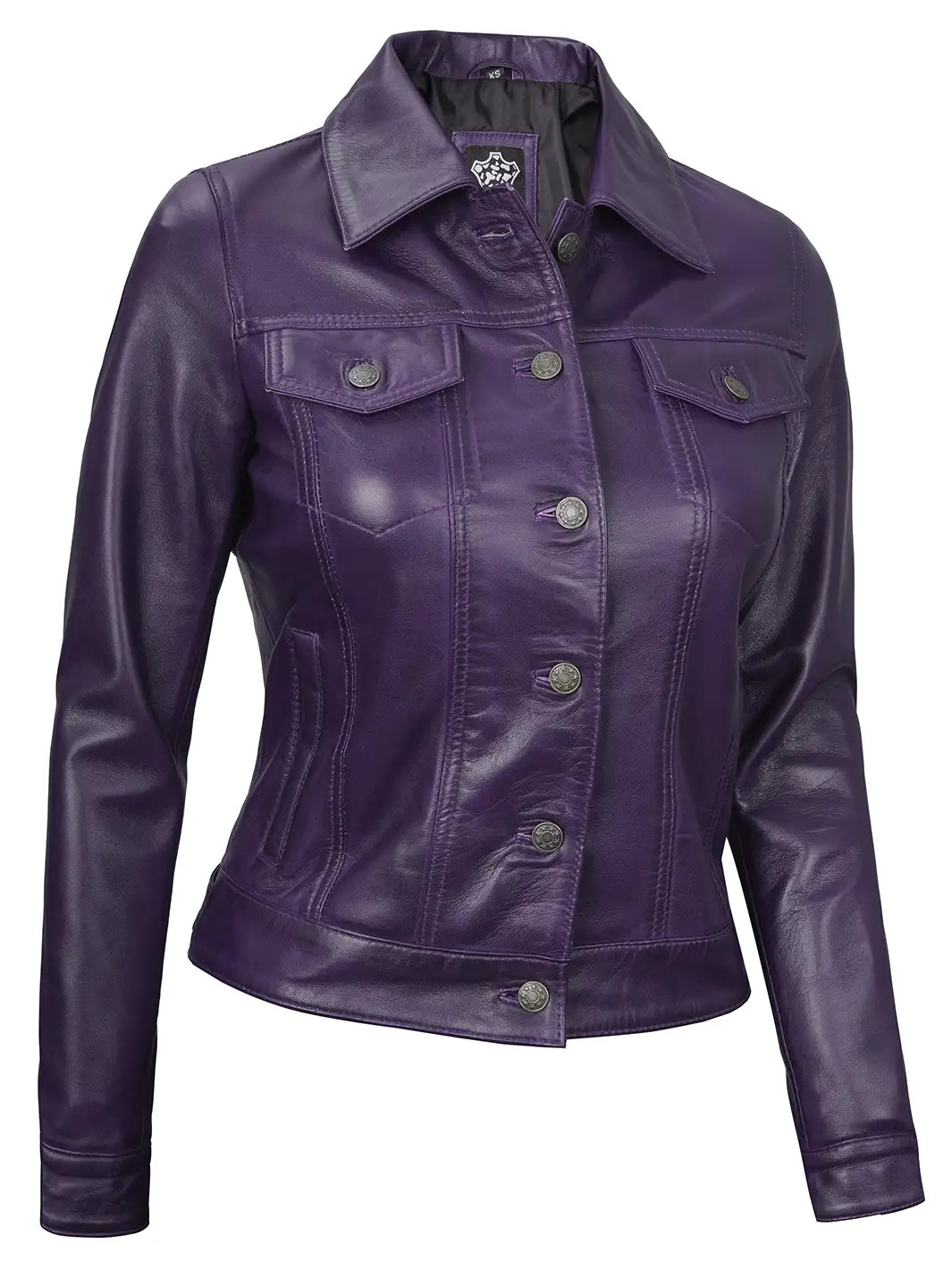 Veste en cuir trucker pour femme