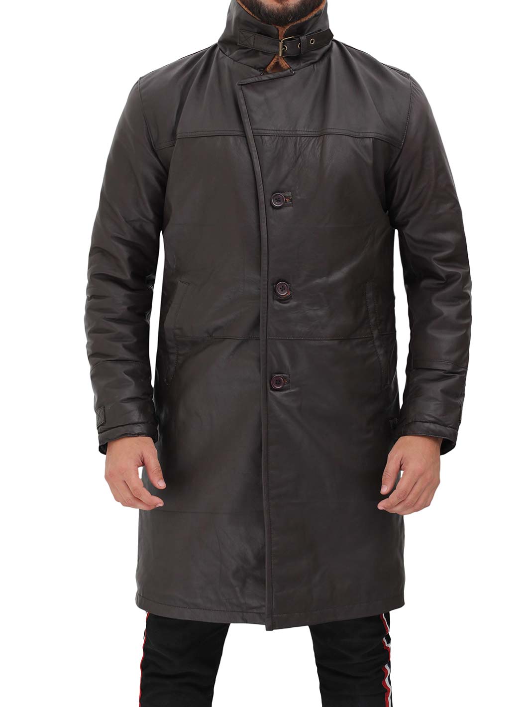 Turlock Manteau en cuir de mouton marron pour homme