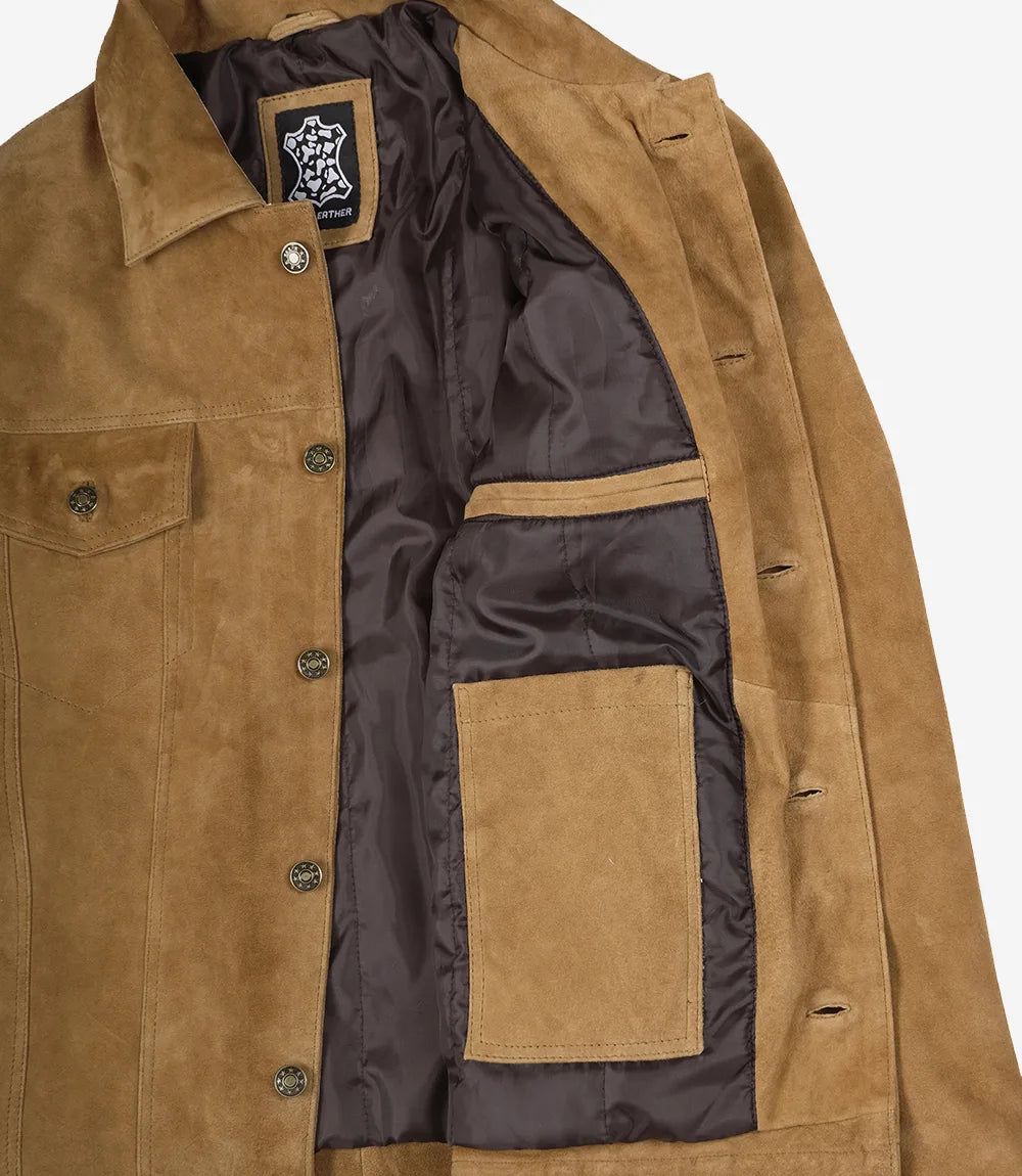 Veste Camionneur En Daim Marron Clair
