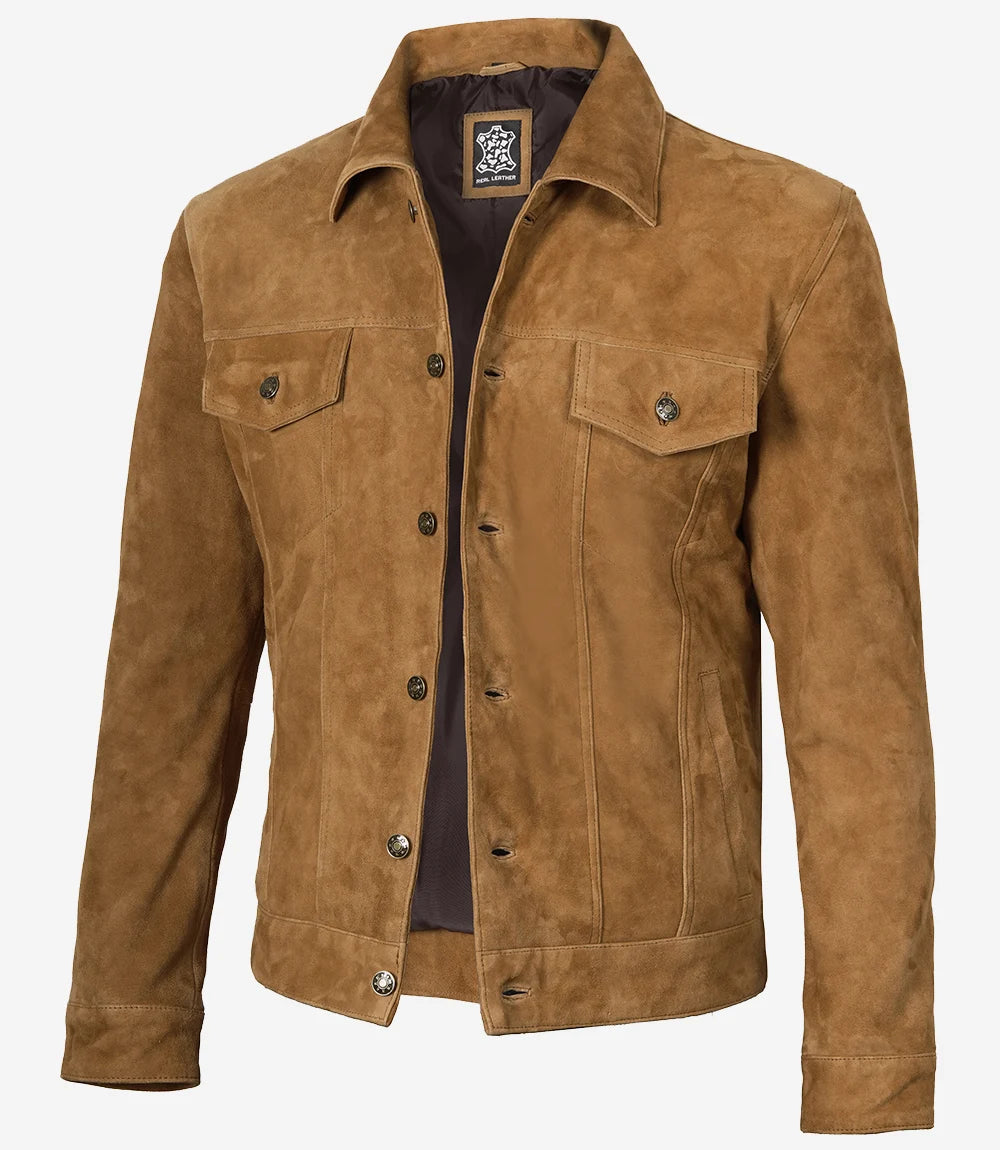 Logan Veste Camionneur En Daim Marron Clair