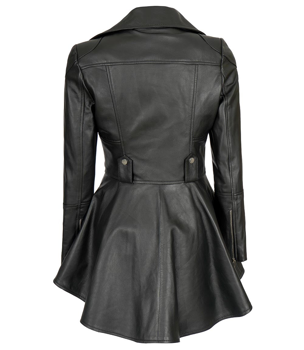 Veste en cuir d'agneau véritable noir pour femme