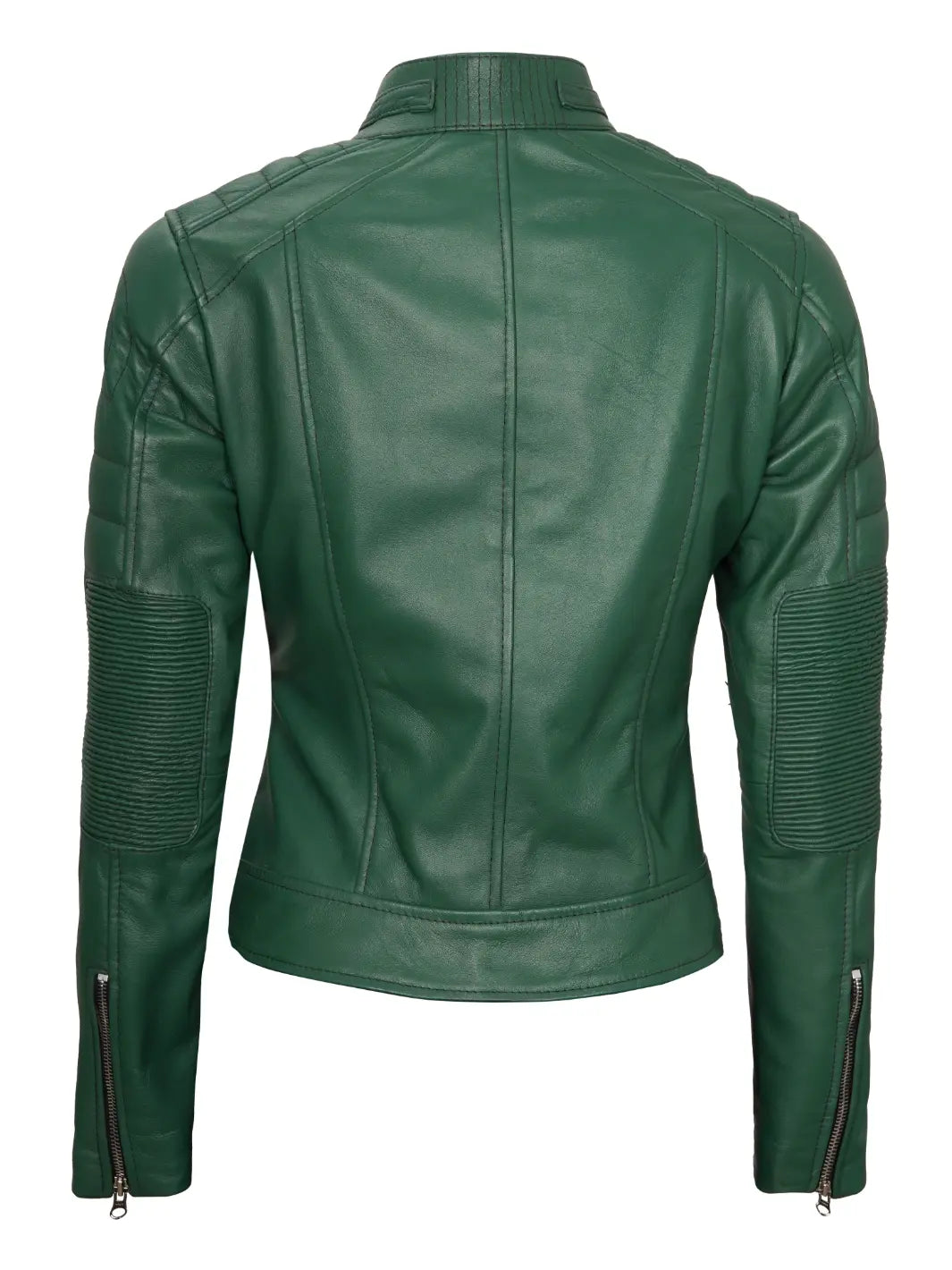 Blouson cuir café racer vert
