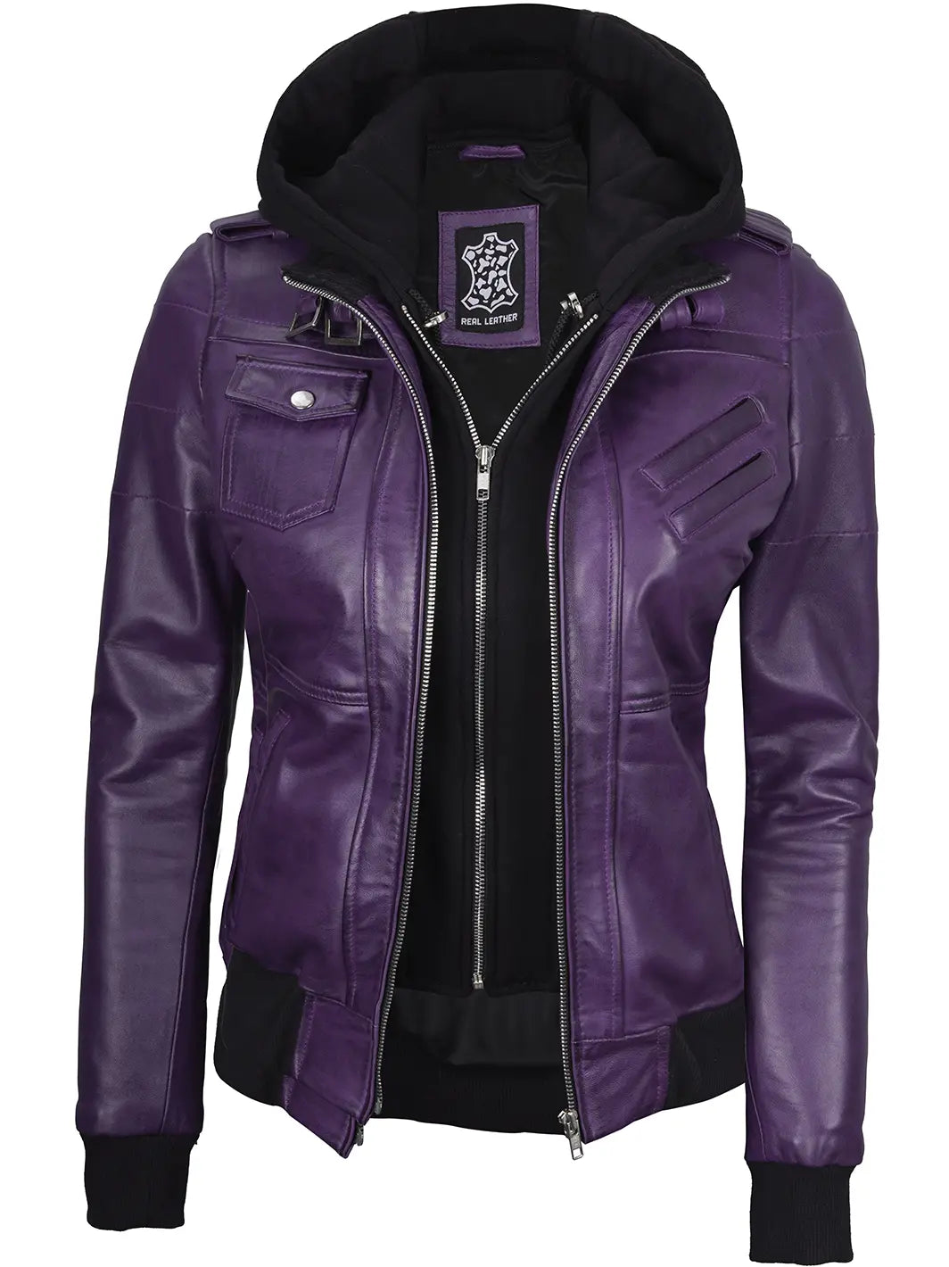 Blouson bomber en cuir femme