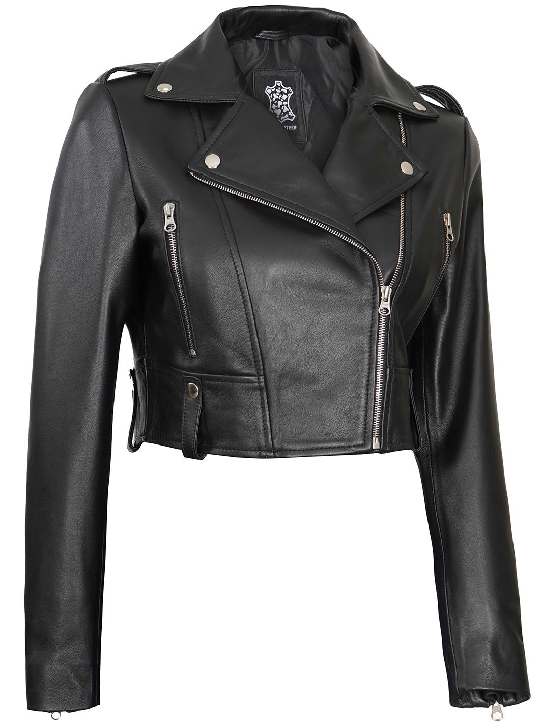 veste de moto courte noire en cuir