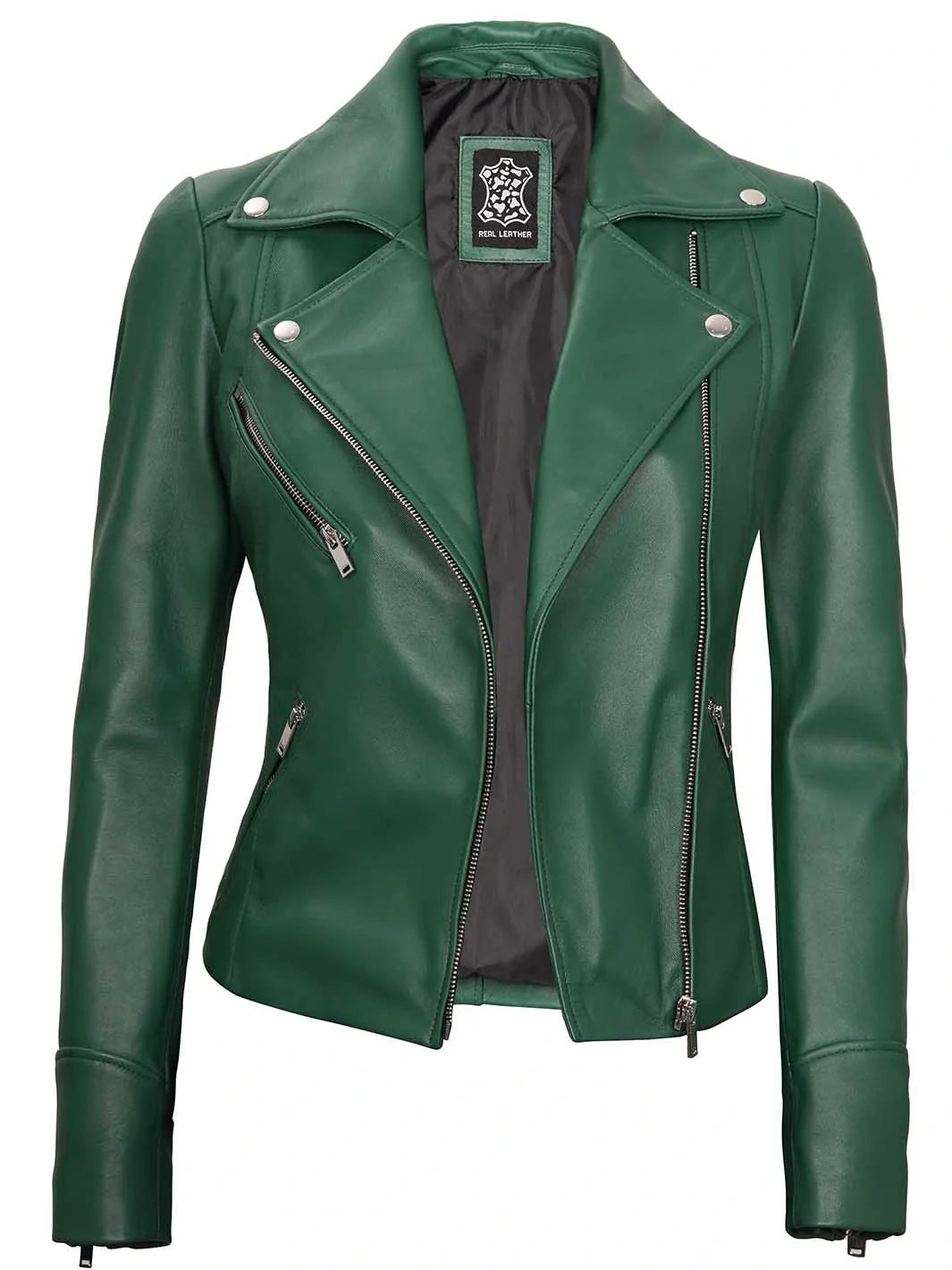 Veste en cuir motard pour femme