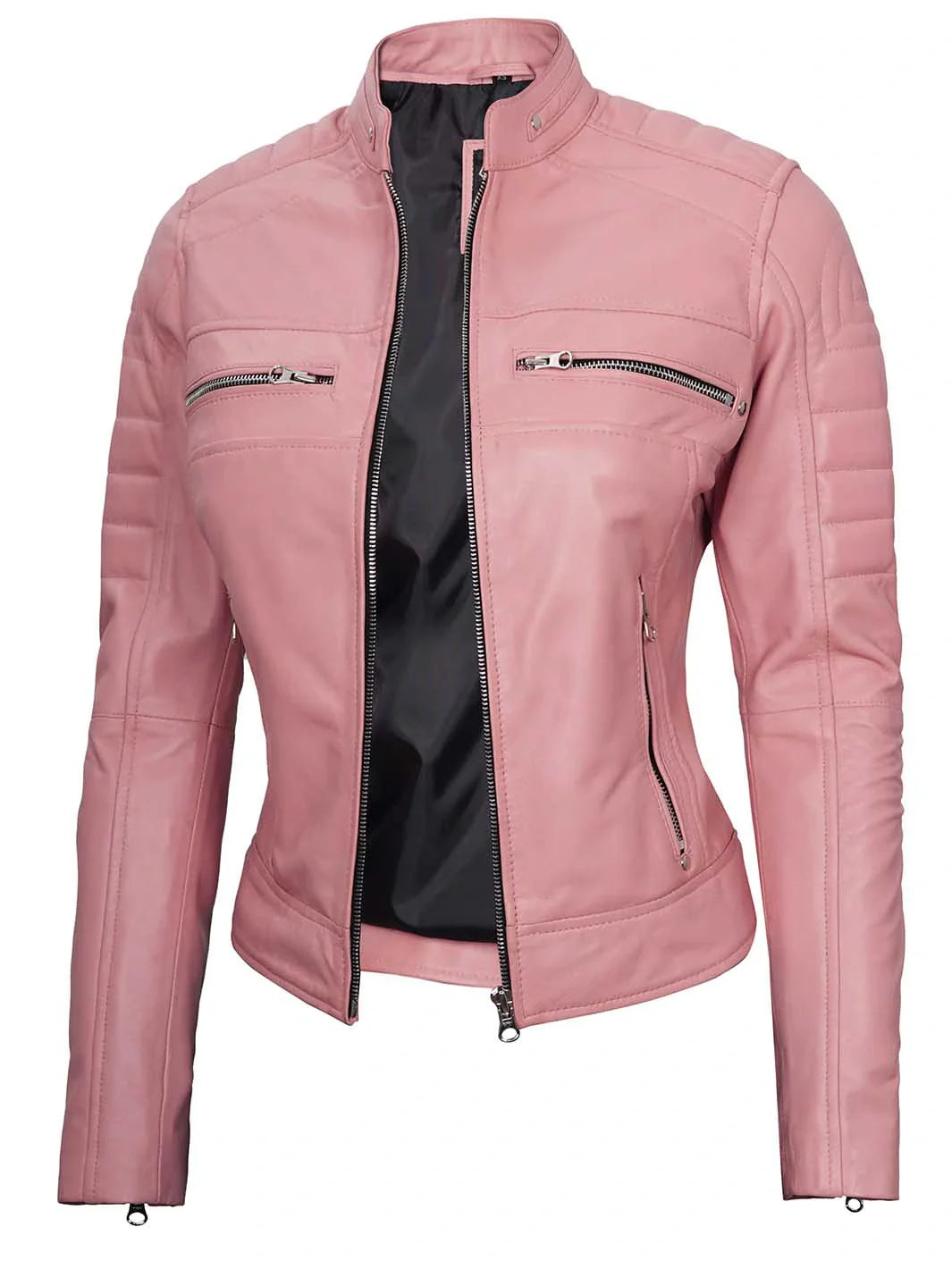 Veste en cuir café racer femme