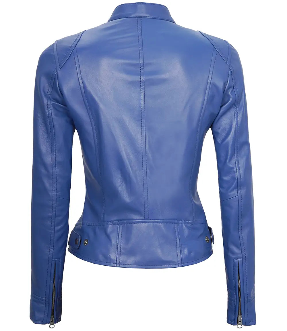 veste cafe racer bleue femme