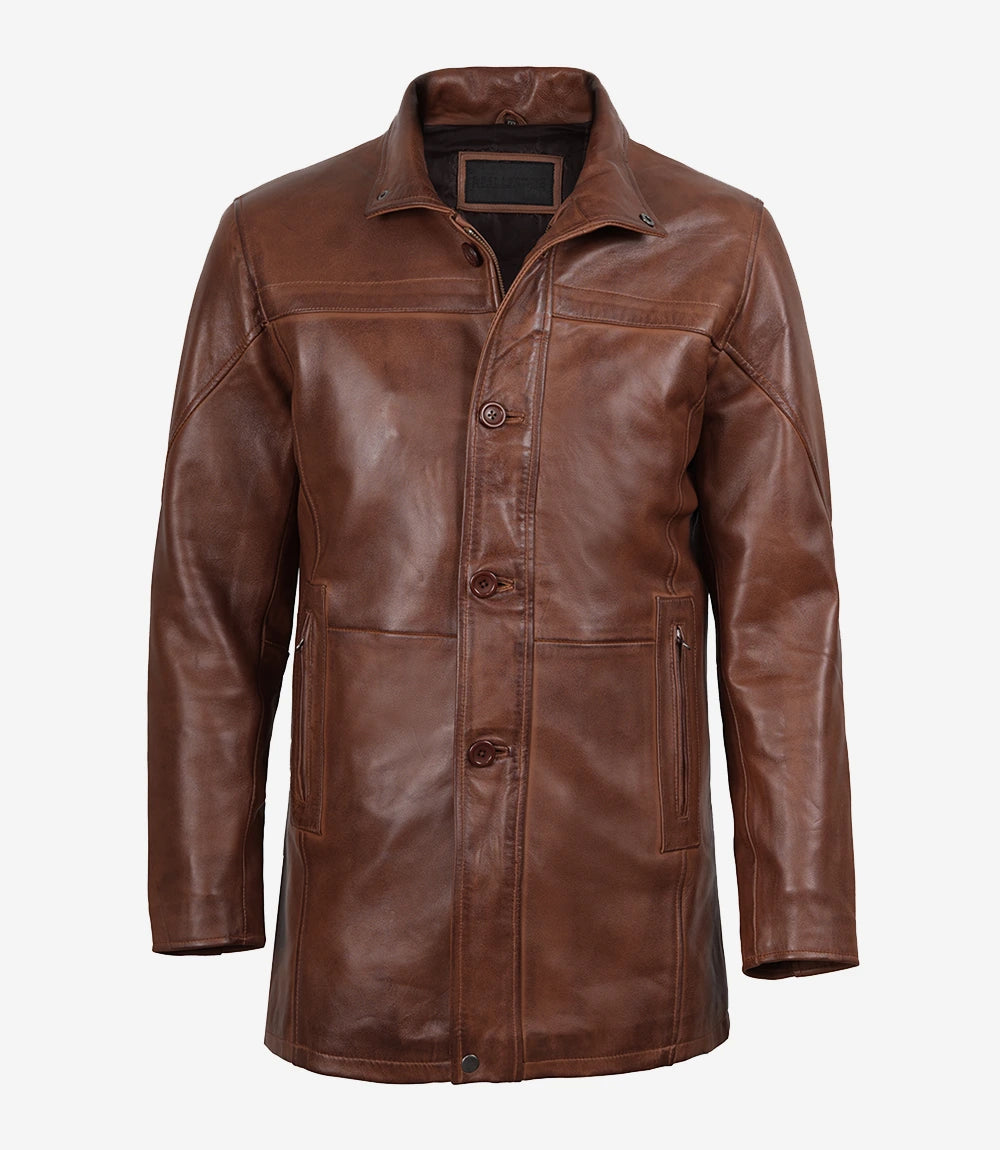 manteau de voiture en cuir marron