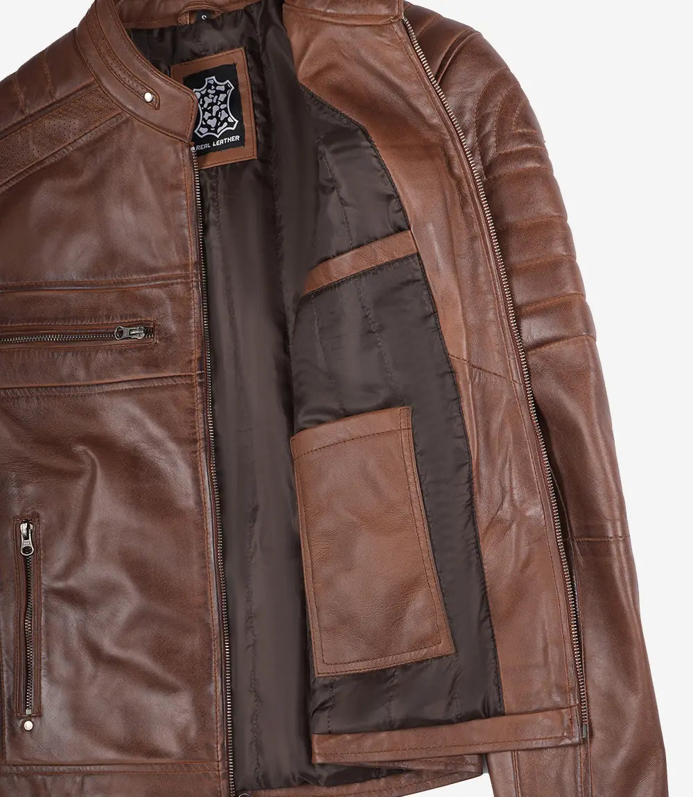 Hommes Café Racer Veste En Cuir