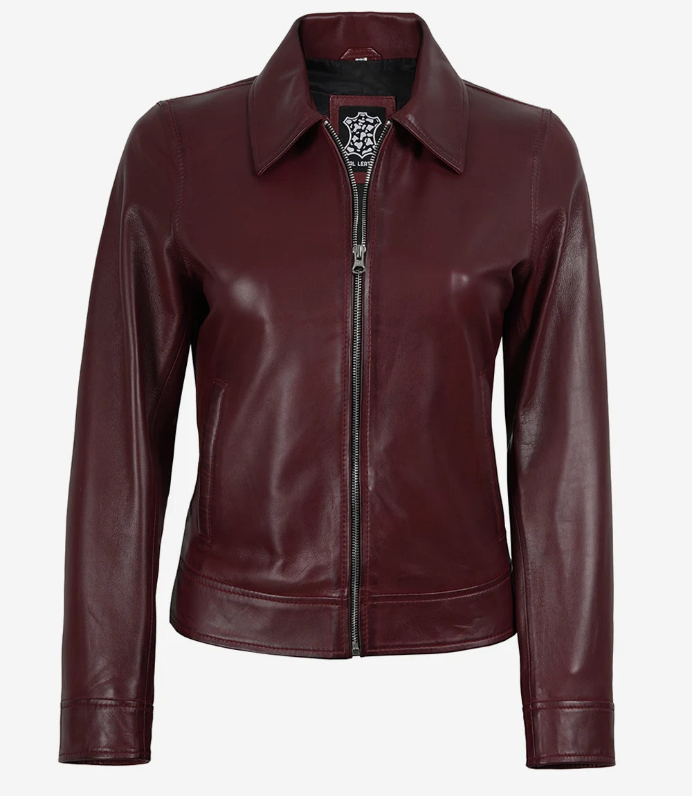 Femmes Cuir Veste Chemise Col