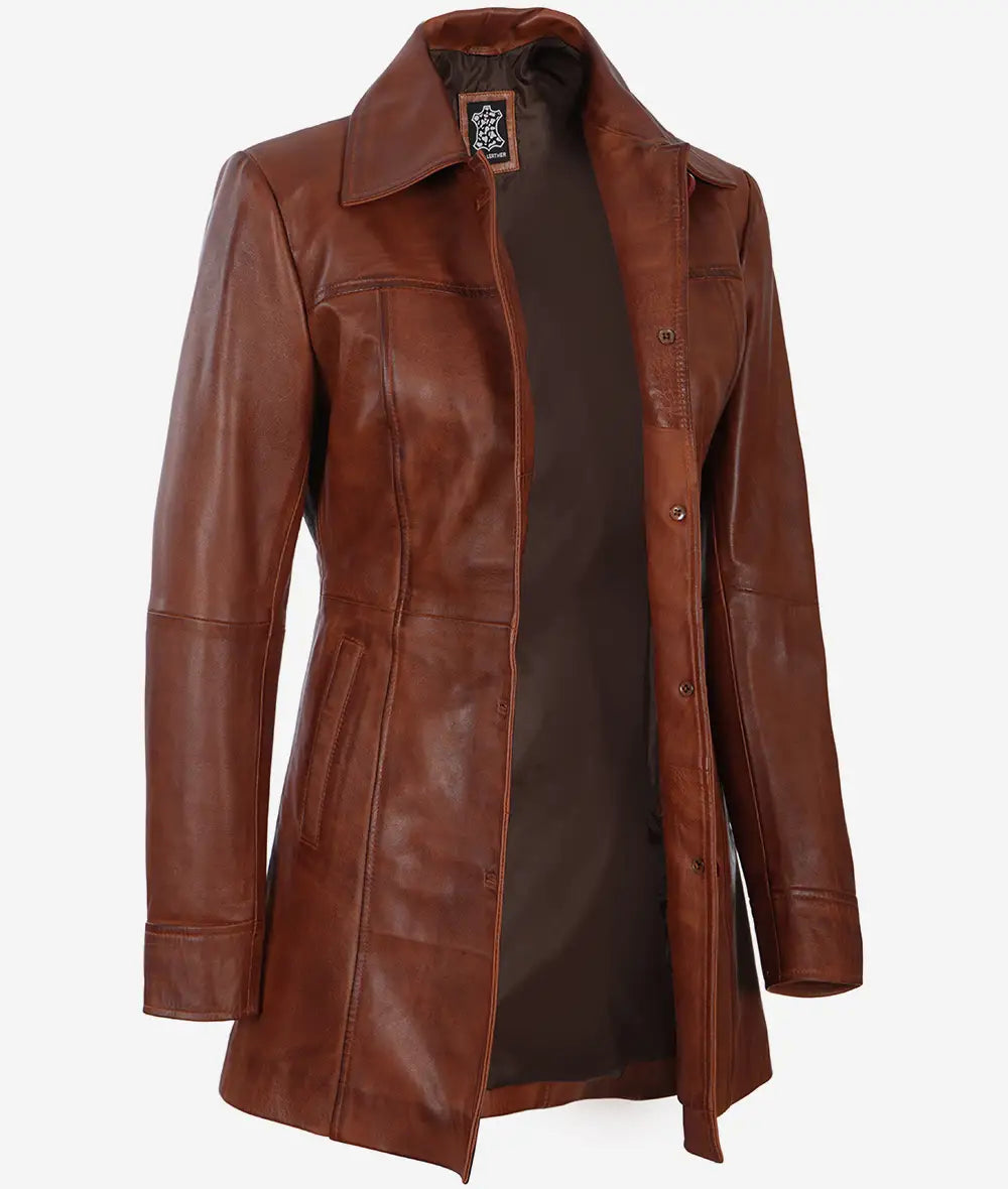 manteau de voiture en cuir femme